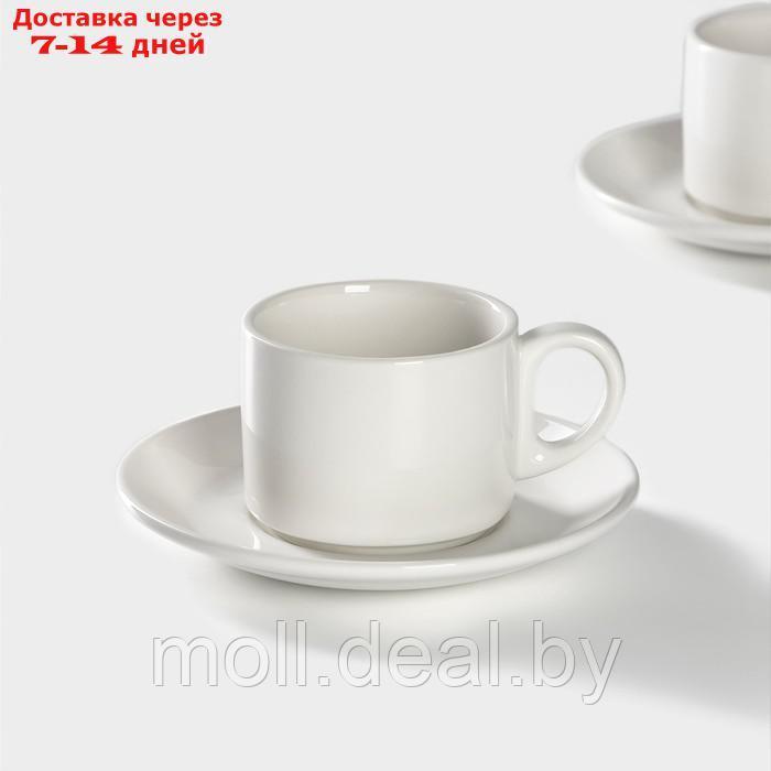Набор чайный фарфоровый Magistro Basic bistro, 4 предмета: 2 чашки 200 мл, 2 блюдца d=15 см, цвет белый - фото 4 - id-p227076803