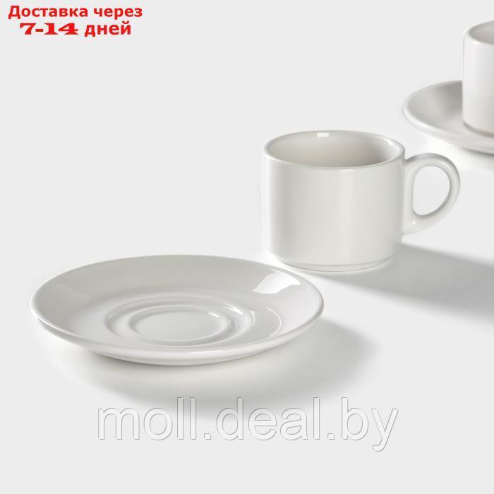 Набор чайный фарфоровый Magistro Basic bistro, 4 предмета: 2 чашки 200 мл, 2 блюдца d=15 см, цвет белый - фото 5 - id-p227076803