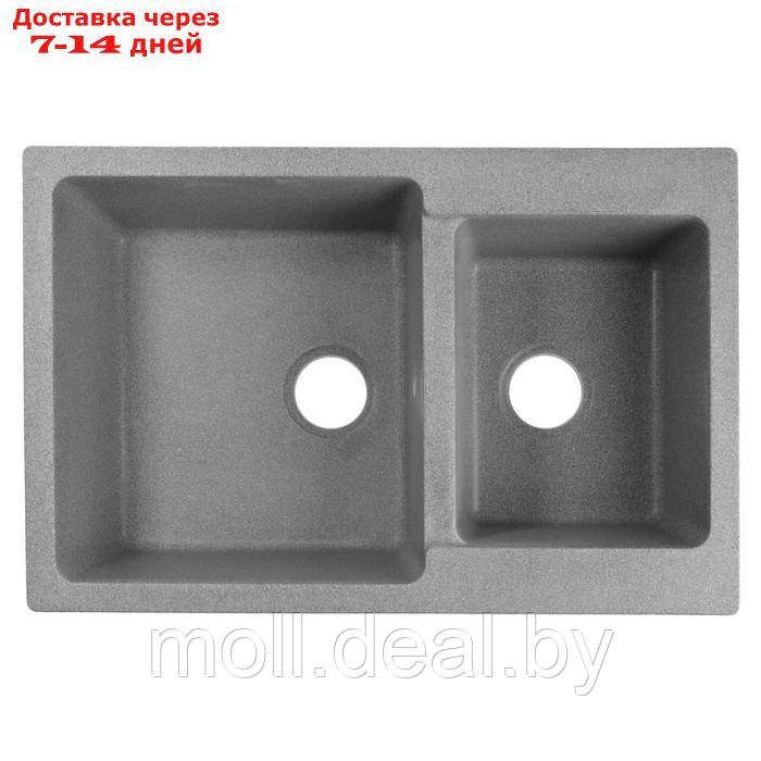 Мойка для кухни из камня ZEIN 191/Q8, 765x500 мм, прямоугольная, перелив, цвет серый - фото 1 - id-p226885617