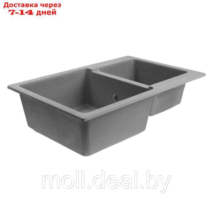Мойка для кухни из камня ZEIN 191/Q8, 765x500 мм, прямоугольная, перелив, цвет серый - фото 2 - id-p226885617