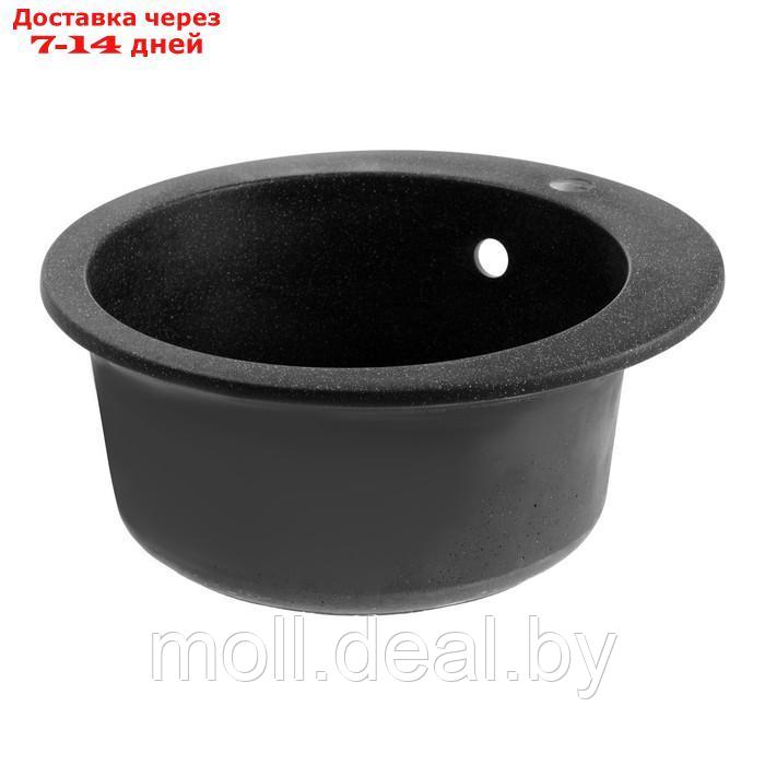 Мойка для кухни из камня ZEIN 510/Q4, d=507 мм, круглая, перелив, цвет черный - фото 2 - id-p226885619