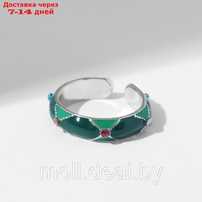Кольцо "Орнамент" мульти, цвет зелёный в серебре, безразмерное - фото 2 - id-p227086745