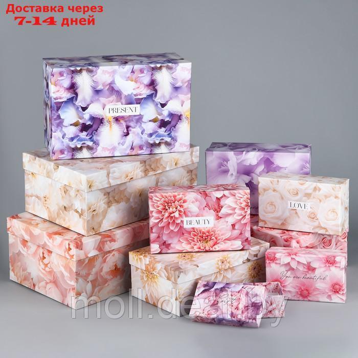 Набор коробок 10 в 1, упаковка подарочная, "Цветы", 12 х 7 х 4 - 32.5 х 20 х 12.5 см - фото 1 - id-p227075830