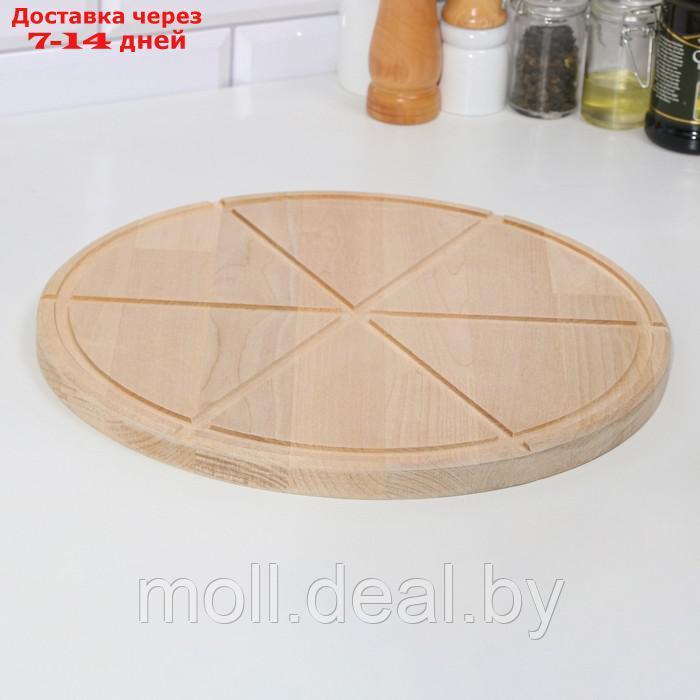Доска деревянная с желобом "Для пиццы" на 6 кусков 32х32х1,8 см береза - фото 2 - id-p227112948