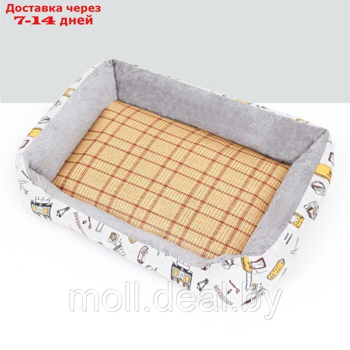Лежанка для животных, двухсторонняя подушка, 60 х 45 х 15 см, серо-белая - фото 4 - id-p227087738