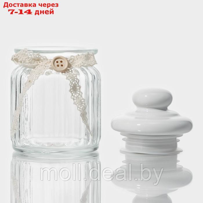Банка стеклянная для сыпучих продуктов с керамической крышкой Доляна "Варенье", 250 мл, 8×13 см - фото 3 - id-p227076822