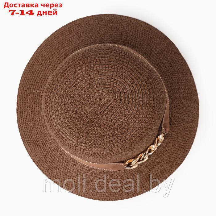Шляпа женская с цепочкой MINAKU цвет коричневый, размер 56-58 - фото 2 - id-p226886565
