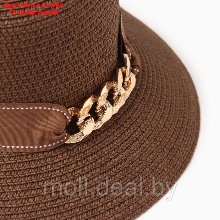 Шляпа женская с цепочкой MINAKU цвет коричневый, размер 56-58 - фото 3 - id-p226886565