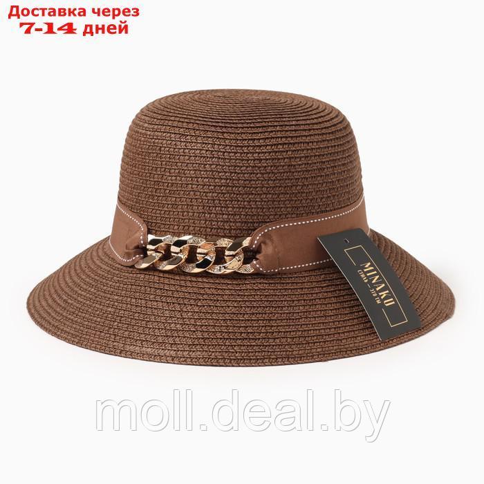 Шляпа женская с цепочкой MINAKU цвет коричневый, размер 56-58 - фото 5 - id-p226886565