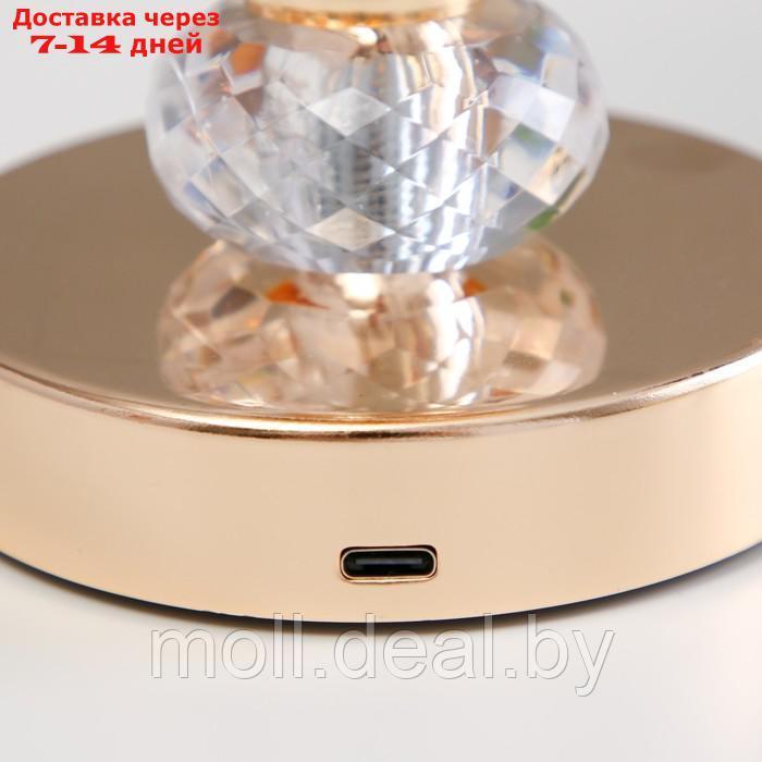 Настольная лампа сенсорная "Кадди" LED 3Вт 3000-6000К USB АКБ диммер золото 14х14х36 см - фото 9 - id-p227077815