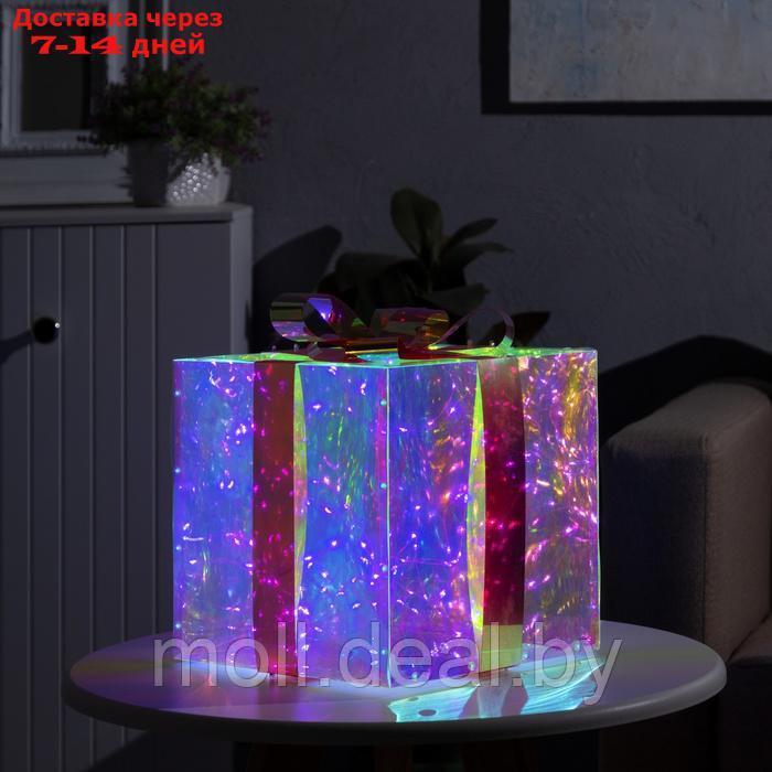 Светодиодная фигура "Подарок" 25 × 25 × 25 см, пластик, 220 В, свечение белое - фото 1 - id-p227077816