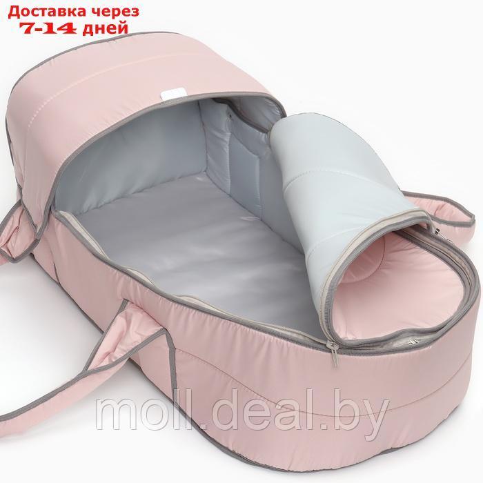 Люлька-переноска для новорожденных "Ассорти", цвет розовый с серым - фото 7 - id-p227083800