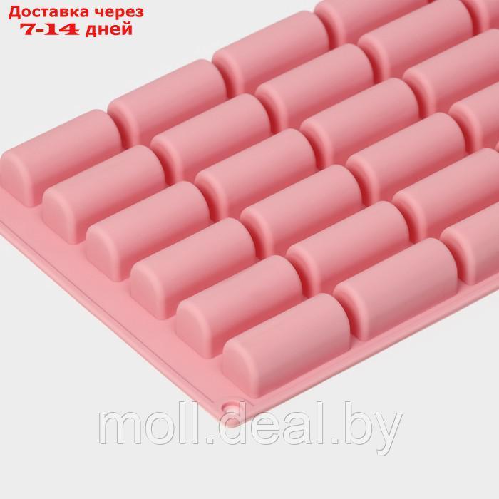 Форма для шоколада Доляна "Батончик", силикон, 28×17,5×2 см, 30 ячеек (4,3×1,7см), цвет розовый - фото 2 - id-p227076846