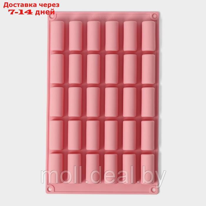 Форма для шоколада Доляна "Батончик", силикон, 28×17,5×2 см, 30 ячеек (4,3×1,7см), цвет розовый - фото 3 - id-p227076846