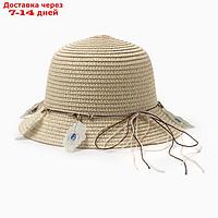 Шляпа для девочки "Перья" MINAKU, р-р 52, цв.бежевый