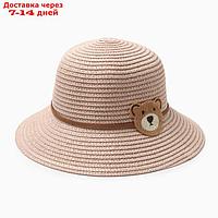 Шляпа для девочки "Мишка" MINAKU, р-р 52, цв.розовый