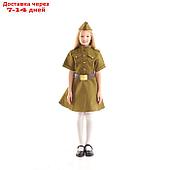Платье военное для девочки, пилотка, ремень, 3-5 лет рост 104-116 см