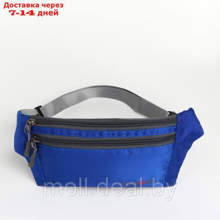 Поясная сумка на молнии, 2 наружных кармана, цвет синий - фото 2 - id-p226886603