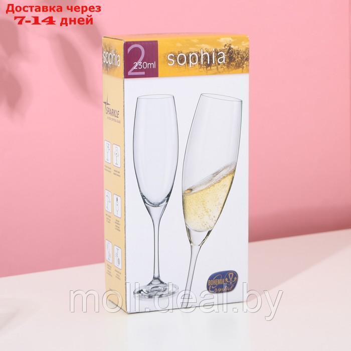 Набор бокалов для шампанского "София", стеклянный, 230 мл, набор 2 шт - фото 5 - id-p227106850