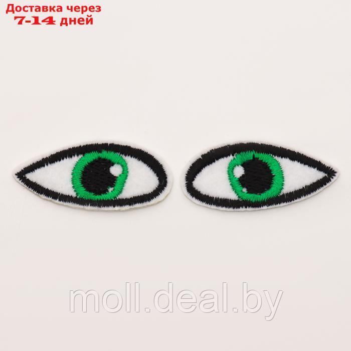 Набор термонаклейки глаза: правый и левый,1,4*3,5см овальный малый с зеленой радужкой,100шт - фото 1 - id-p227090777