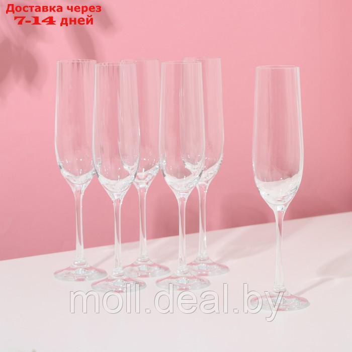 Набор бокалов для шампанского "Виола", стеклянный, 190 мл, набор 6 шт - фото 1 - id-p227106856