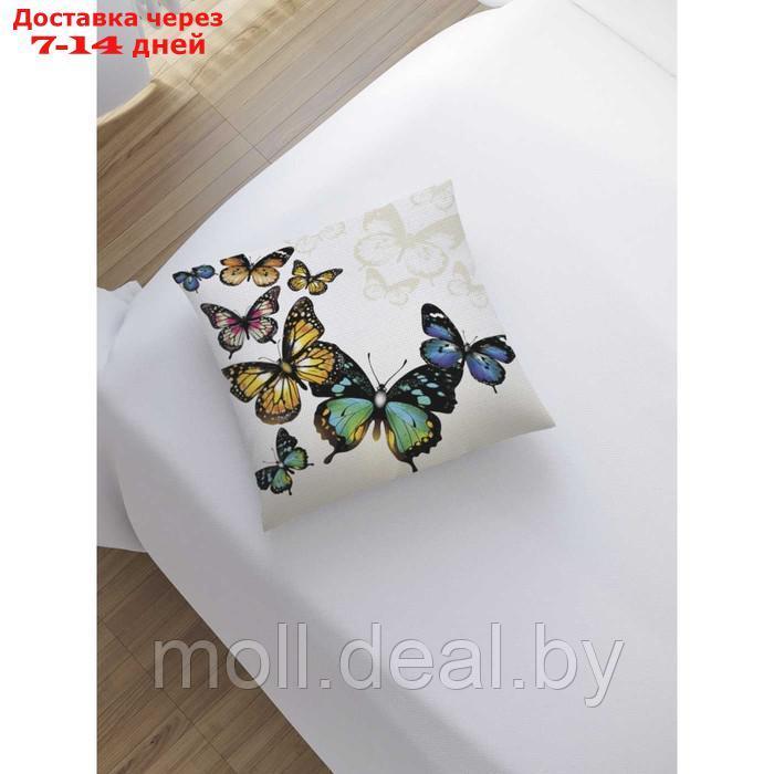 Наволочка декоративная "Бабочки на сером фоне", размер 45 х 45 см, вшитая молния - фото 2 - id-p226889583