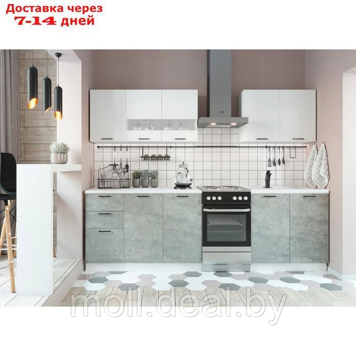 Кухня Дуся 2000х600 Белый бриллиант/Цемент - фото 1 - id-p227123203
