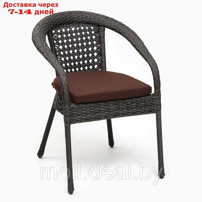 Кресло садовое из искусственного ротанга 60х70х80см венге с подушкой - фото 1 - id-p227074897