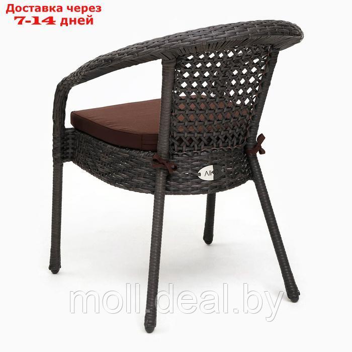 Кресло садовое из искусственного ротанга 60х70х80см венге с подушкой - фото 5 - id-p227074897