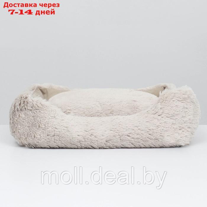 Лежак с подушкой "FURRY" №1, 45 х 35 х 14 см, вельвет, мех, синтепух, бежевый - фото 2 - id-p227092842