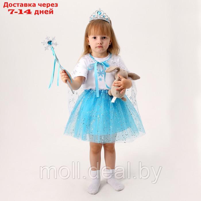 Карнавальный набор "Зимняя принцесса" футболка, юбка, накидка, диадема - фото 4 - id-p227100592