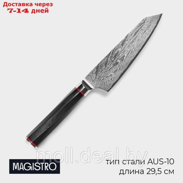 Нож шеф Magistro "Ортего", длина лезвия 17 см, дамасская сталь AUS-10 - фото 1 - id-p227076899