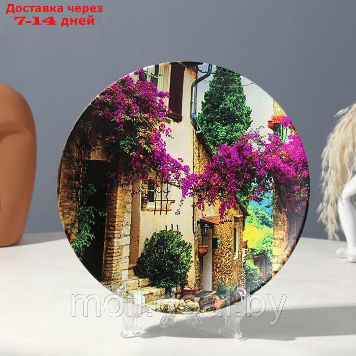 Тарелка декоративная "Улицы Прованса", вид 2, с рисунком на холсте, D = 20 см - фото 1 - id-p227081879