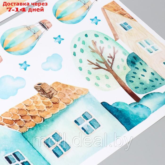 Наклейка пластик интерьерная цветная "Воздушные шары над городом" набор 2 листа 30х60 см - фото 3 - id-p227104966