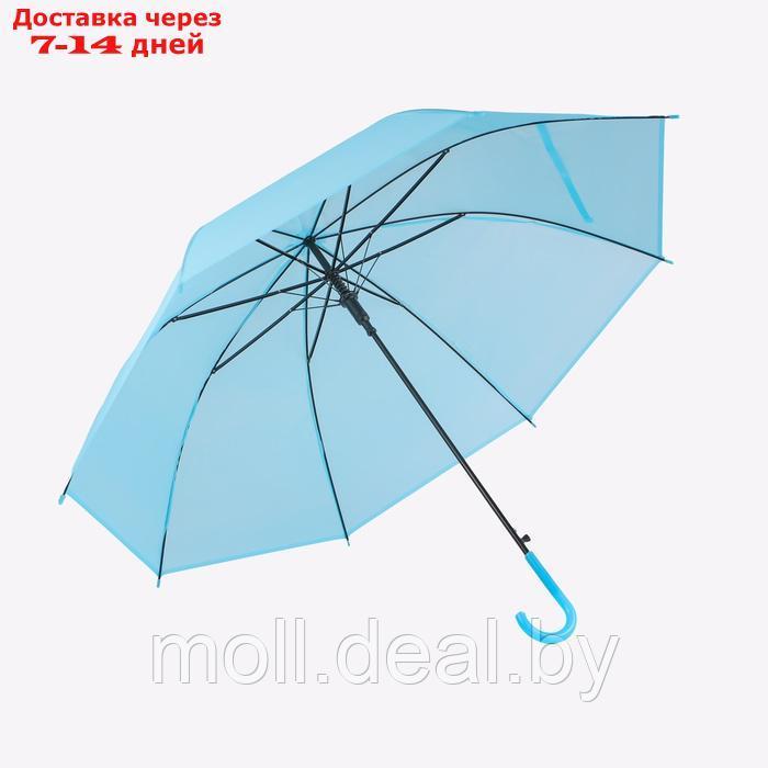 Зонт - трость полуавтоматический "Однотон", 8 спиц, R = 46 см, цвет голубой - фото 5 - id-p226886645