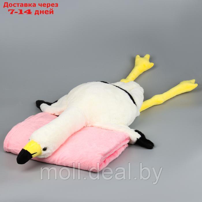 Мягкая игрушка "Фламинго" с пледом, 95 см, цвет белый - фото 2 - id-p227075919