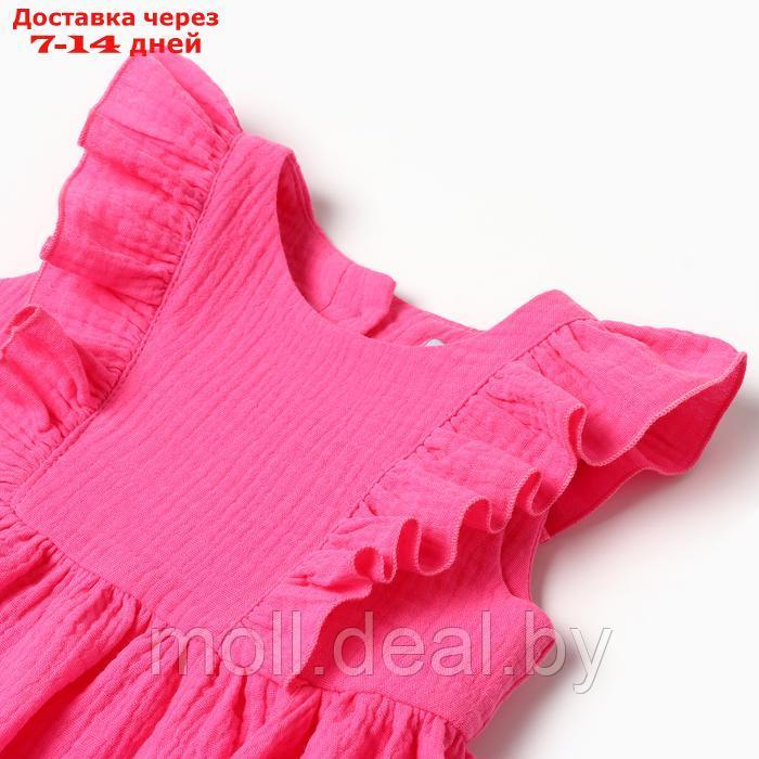 Платье детское с рюшей KAFTAN "Муслин", р.32 (110-116 см), ярко-розовый - фото 3 - id-p227083872