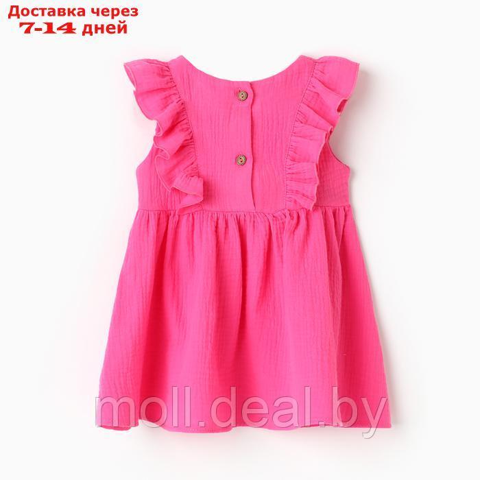 Платье детское с рюшей KAFTAN "Муслин", р.32 (110-116 см), ярко-розовый - фото 5 - id-p227083872