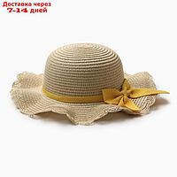 Шляпа для девочки с бантом MINAKU, р-р 52, цв.светло-коричневый