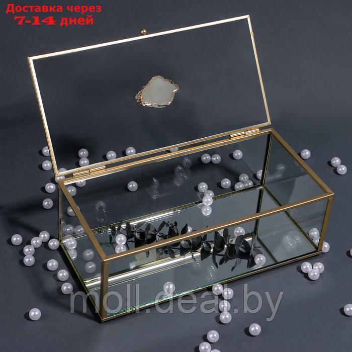 Органайзер для хранения "MOUNTAINS", с крышкой, стеклянный, с зеркальным дном, 1 секция, 21,5 × 10,5 × 7,5 см, - фото 4 - id-p227078912