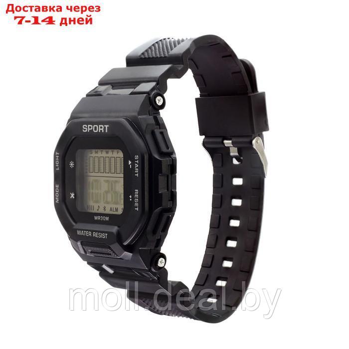 Часы наручные электронные, d-4.5 см, с будильником, черные - фото 4 - id-p227095761