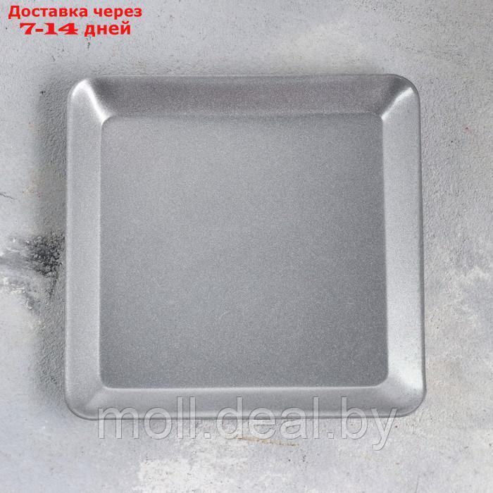 Подсвечник "Тарелка квадратная" металл на одну свечу, 12,6х12,6х1,3 см, серебро - фото 3 - id-p227098248