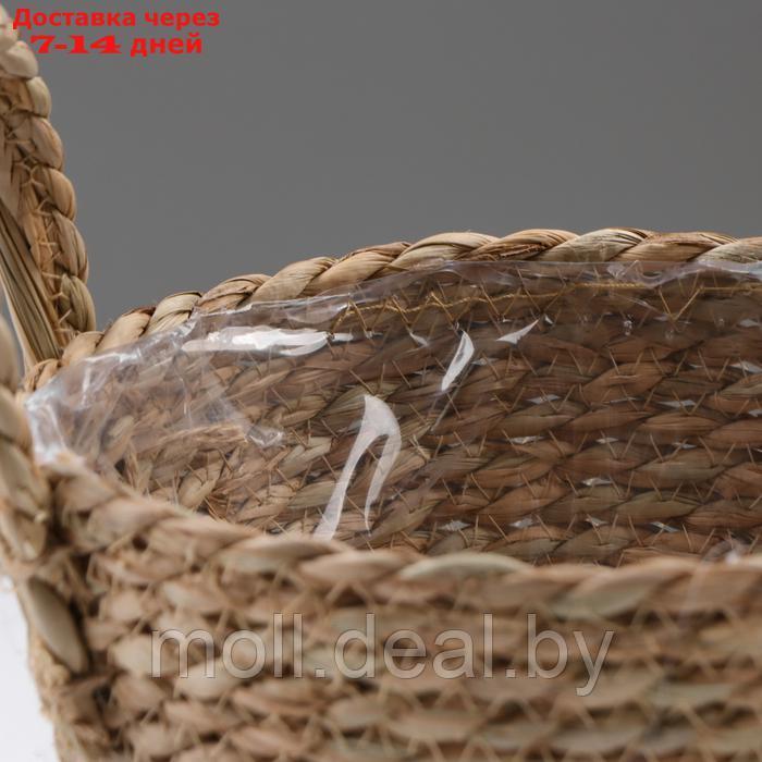 Кашпо плетеное "Кения" круглое с ручками, 17,5х17,5х16 см, натуральный - фото 5 - id-p226887661