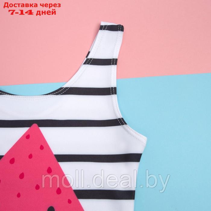 Купальник детский в полоску KAFTAN, рост 122-128 см, белый/черный - фото 9 - id-p227106977