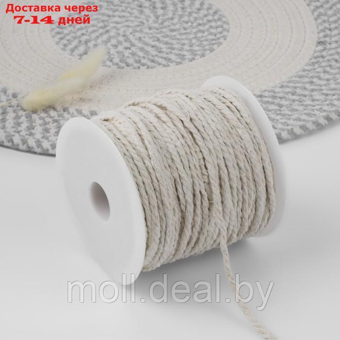 Шпагат для плетения, хлопчатобумажный, d = 4 мм, 50 м, цвет белый