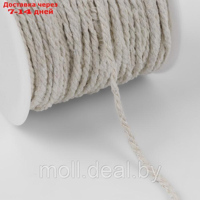 Шпагат для плетения, хлопчатобумажный, d = 4 мм, 50 м, цвет белый - фото 2 - id-p226888634