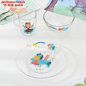 Набор детской посуды "Принцессы", стеклянный, 3 предмета