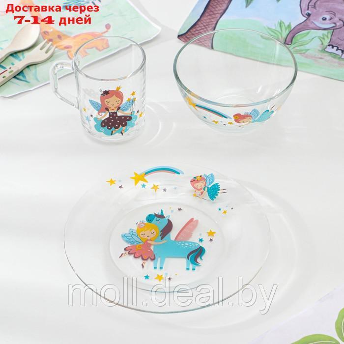 Набор детской посуды "Принцессы", стеклянный, 3 предмета - фото 1 - id-p227102779
