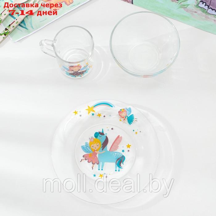 Набор детской посуды "Принцессы", стеклянный, 3 предмета - фото 5 - id-p227102779
