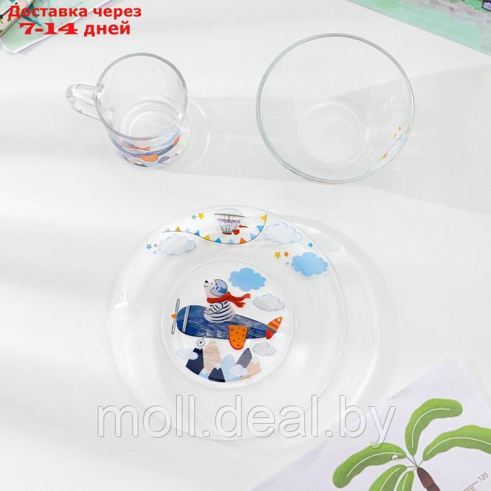 Набор детской посуды "Авиаторы", стеклянный, 3 предмета - фото 2 - id-p227102780